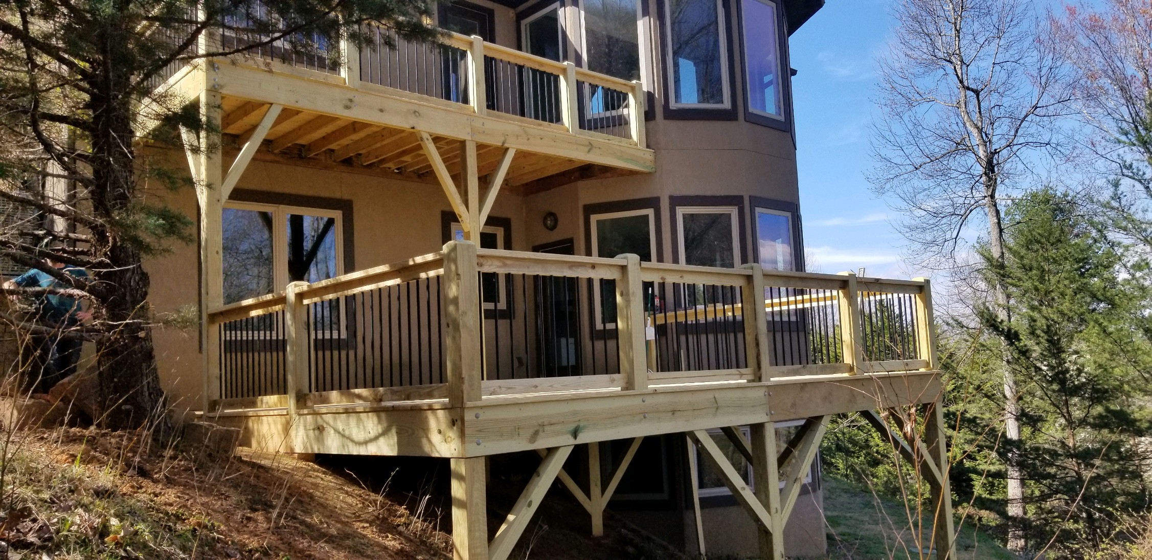 Finished deck and outdoor living space by Oak and Holly Renovations in Asheville, NC