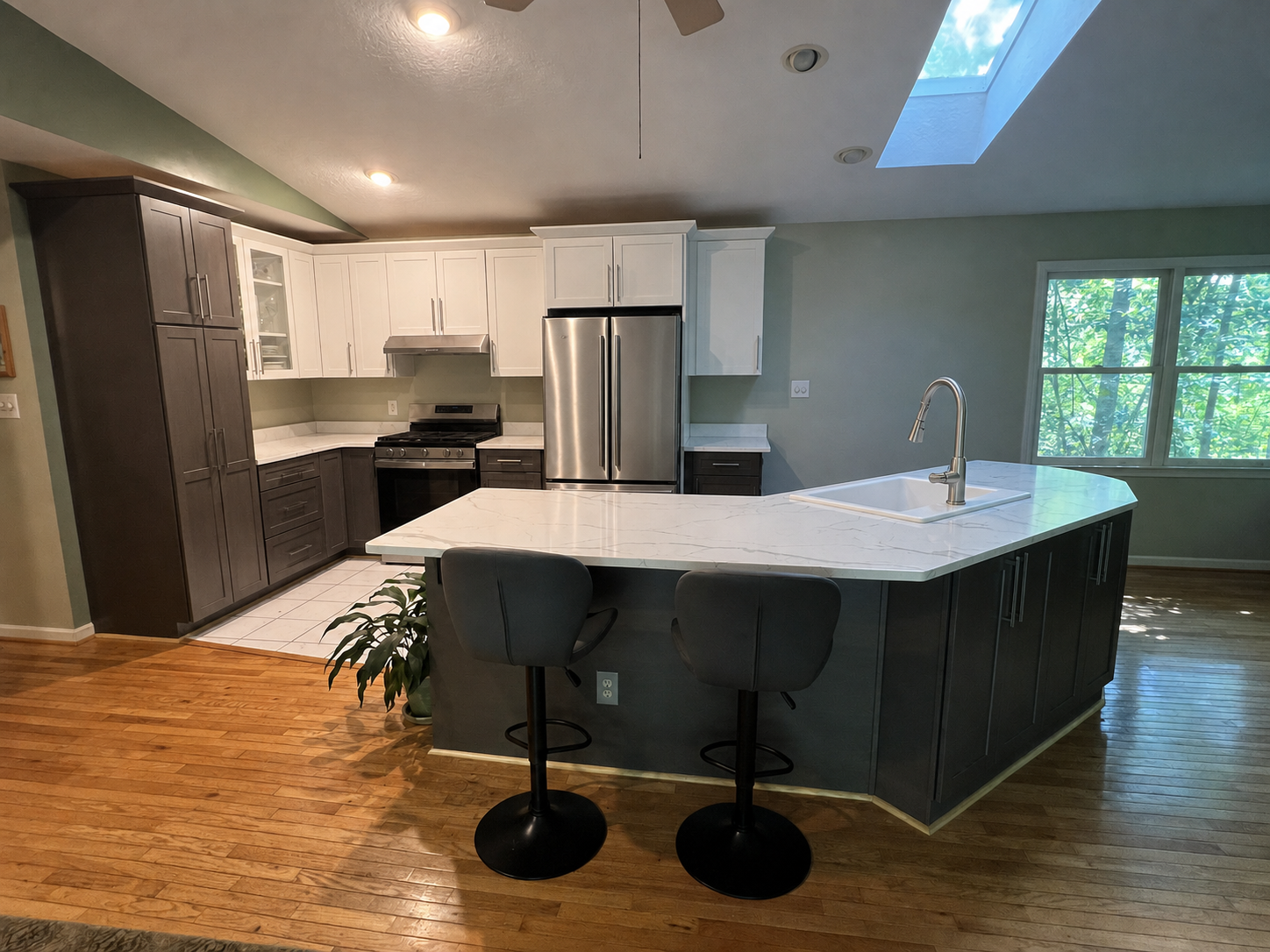 Finished kitchen remodel by Oak and Holly Renovations in Asheville, NC